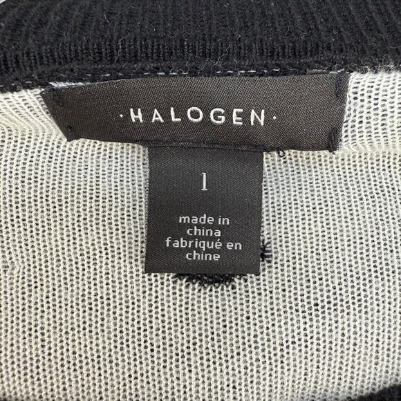 Halogen Cardigan Sweater Women's L Black White Polka Dot Preppy Normcore EUC - Picture 4 of 7